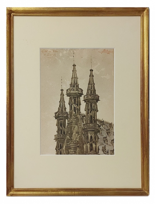 Waterverfschilderij van Jean Baes uit 1887 kopen