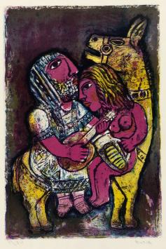 Peggie “Batia” Lowenberg met een zeefdruk