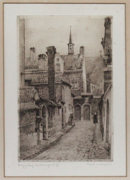 Belgische etser Romain Malfliet met een ets