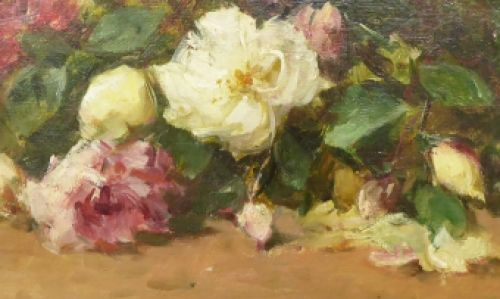 Stilleven met rozenboeket