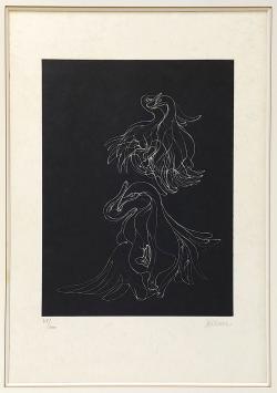 Hans Bellmer met ets uit 1970