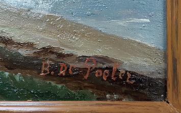 Bernard De Pooter met een schilderij uit 1955