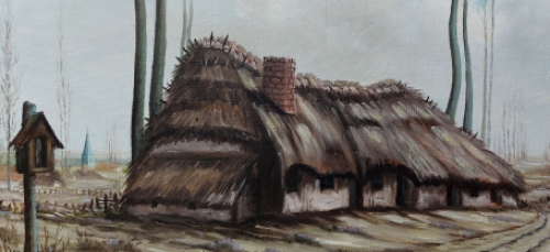 de Belgische kunstenaar Bernard De Bruyn met een schilderij