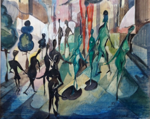 Kunstwerk  op papier van de Antwerpse kunstenaar Bert Hildebrandt