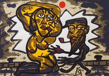 Expressionistische litho van Fred Bervoets