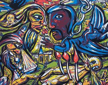 Expressionistische litho van Fred Bervoets