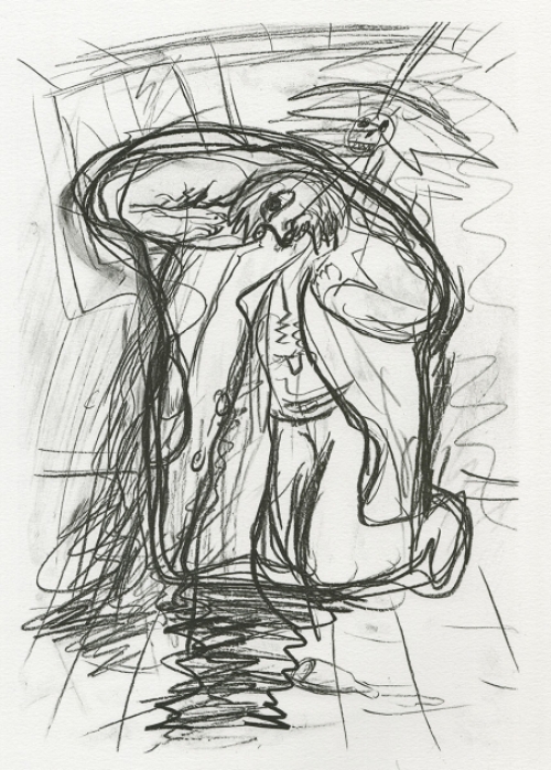 Belgische graficus Fred Bervoets met een offset litho