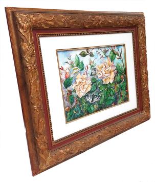 Aquarel, gele rozen en insectjes