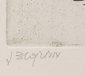 Jan of Jean Bilquin met grafisch kunstwerk in kader