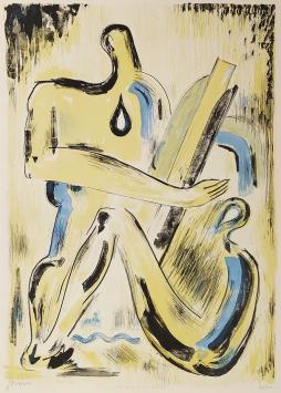 Abstracte genummerde litho van Jean Bilquin