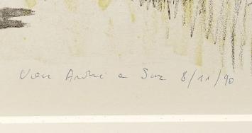 Abstracte litho 45/150, voor André en Suz 1990