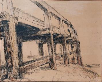 Maurice-Emile Blieck met een grote potloodtekening