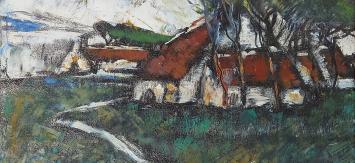 Opgehoogde litho in een kader van Blomme