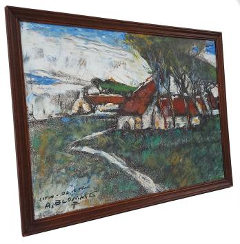 Litho-olieverf Weg naar de boerderij