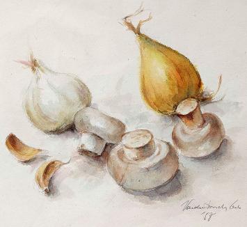 Stilleven, kunstwerk op papier uit 1958