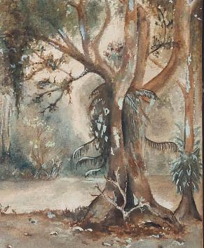 kleine gouache geschilderd door Bob van den Bossche