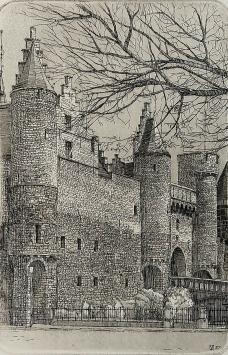 Bob Dries met een Antwerpse ets