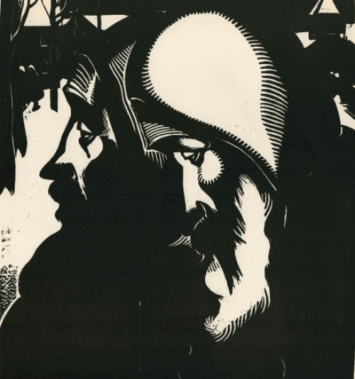 Linocut van de Belgische kunstenaar Jan Frans Cantré uit Gent