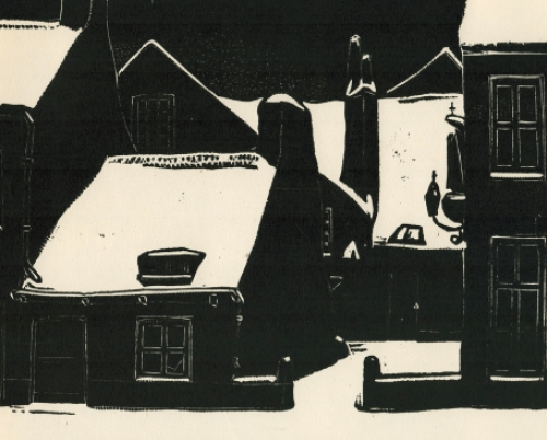 Linocut van de Belgische kunstenaar Jan Frans Cantré uit Gent