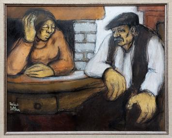 Schilderij van Robert De Man boer en boerin