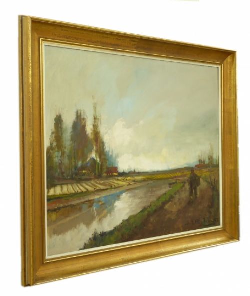 Boer langs rivierpad