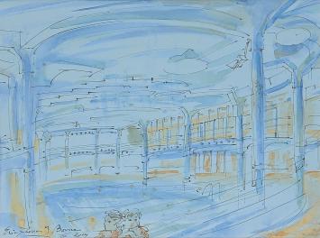 Erik Boone met een aquarel uit 2004