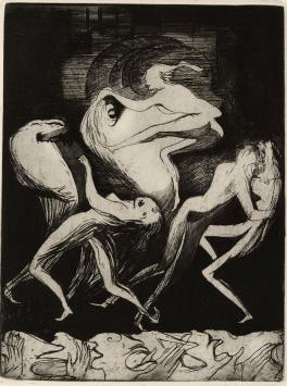 Belgische etser Jacques Boonen met een ets uit 1957