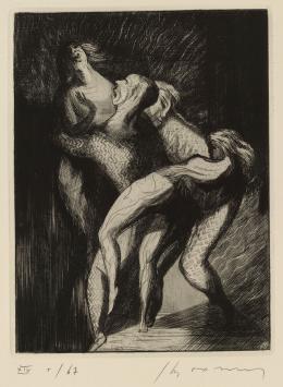 Belgische etser Jacques Boonen met een ets