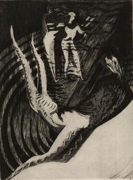 Belgische etser Jacques Boonen met een ets uit 1957