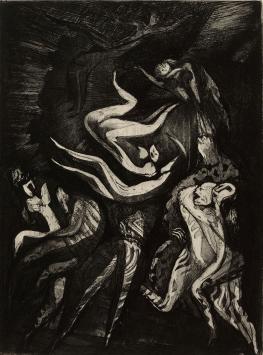 Belgische etser Jacques Boonen met een ets uit 1957