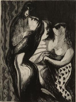 Belgische etser Jacques Boonen met een ets uit 1957