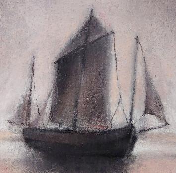Renaat Bosschaert met een pastel in kader