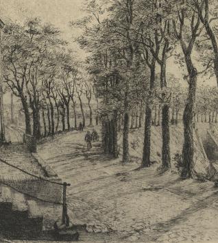 Romain Malfliet met een ets van Boom, Bosstraatlei