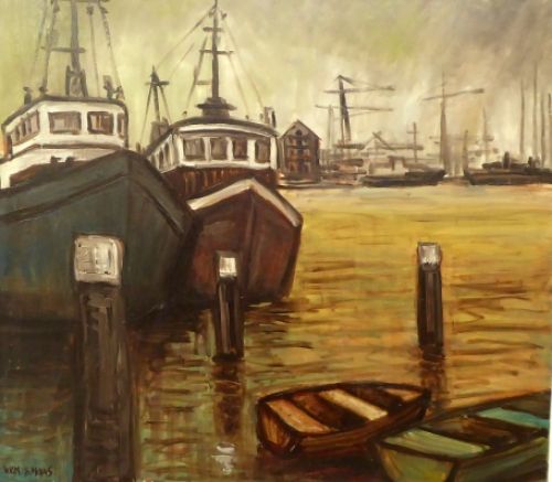 Boten en sloepen in de haven