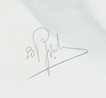 Boris Riabouchinsky met een litho van een hond