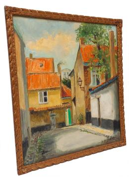 Bernard De Pooter met een schilderij uit 1965