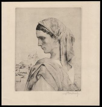 Gesigneerde ets van Louis Buisseret 