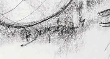 Houtskooltekening, liggend naakt 1974