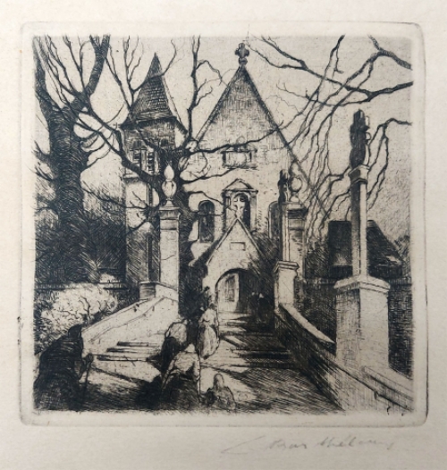 Camille Barthélemy met een ets