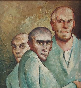 Charles Van De Vloet  met een olieverfschilderij