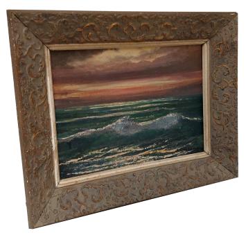 Branding op de Noordzee bij zondondergang