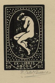 Marguerite Callet-Carcano met een ex libris uit 1921