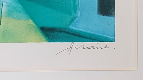 Camille Hilaire met een gekleurde litho