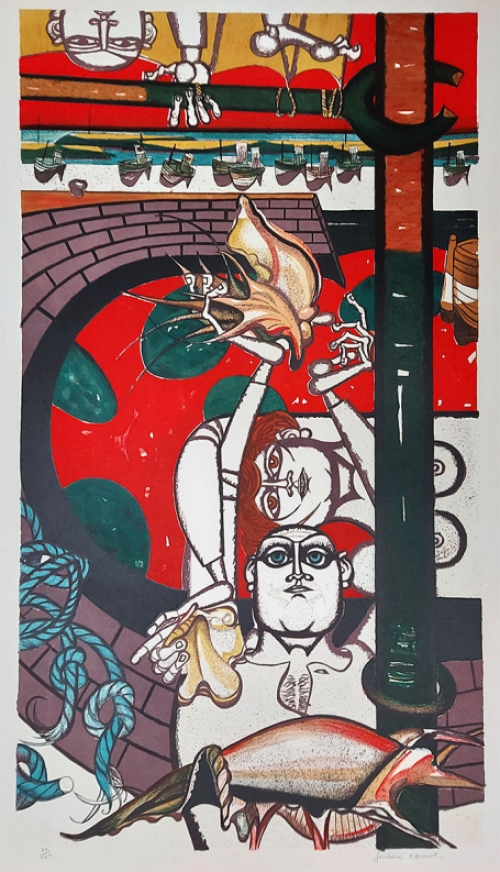 Litho van de Belgische kunstenaar Gustave Camus