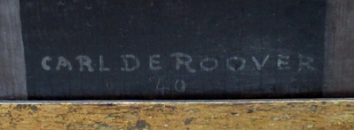 Carl De Roover met een schilderij uit 1940