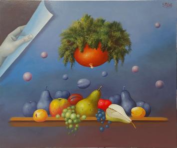Surrealistisch schilderij van de Brusselse kunstenaar Carl Prévot