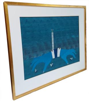 Gouache, de vuurtoren als beschermer van de bootjes