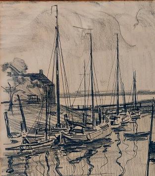 Kunstwerken van de Belgische kunstenaar Casimir Heymans, haven van Lillo