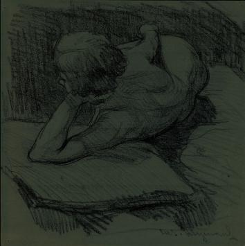 Houtskooltekening van de Belgische kunstenaar Casimir Heymans