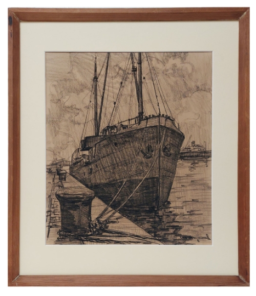 de Belgische kunstenaar Casimir Heymans met een tekening